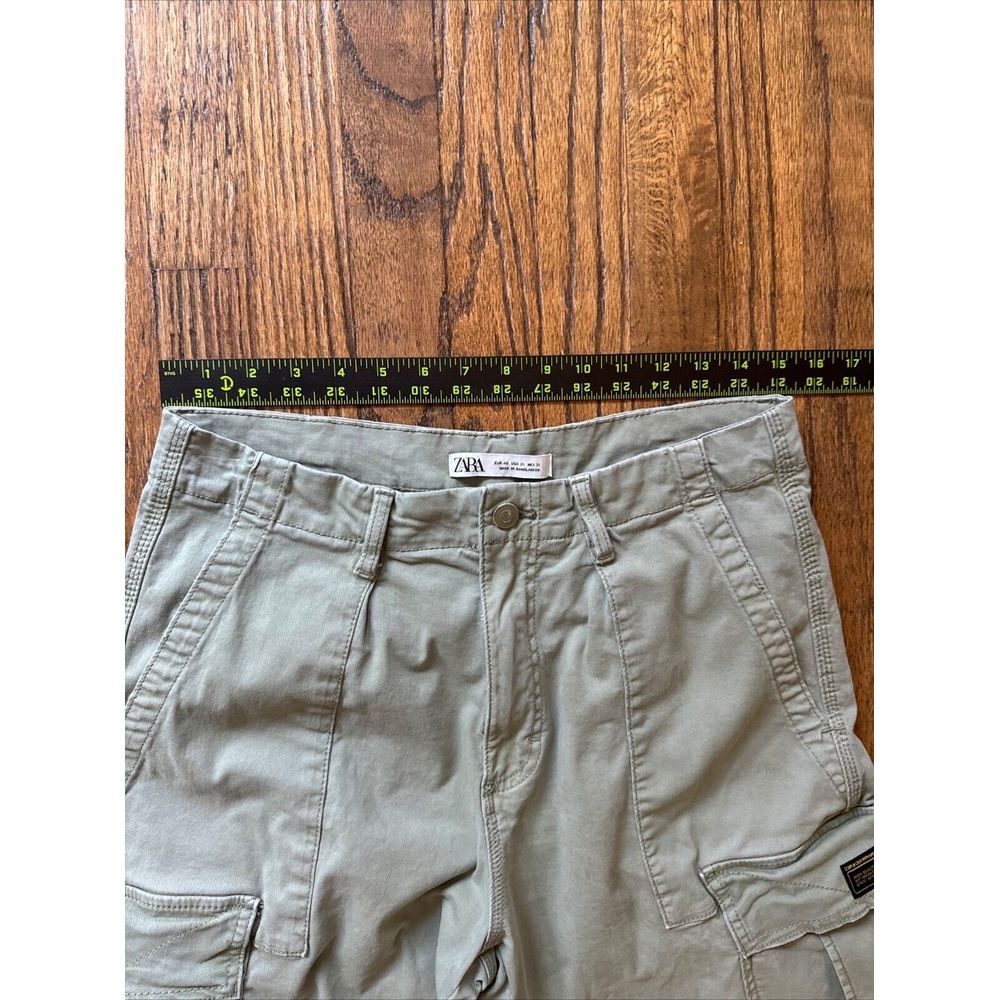 Zara Cargo Pants Women SZ 31 Olive Green Baggy Wide Leg Utility Y2K Military 90s - Picture 8 of 13